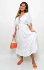 Elegant V-Neck Rope Tassel Detail Maxi Dress - Perfect for Any Occasion - Image 11