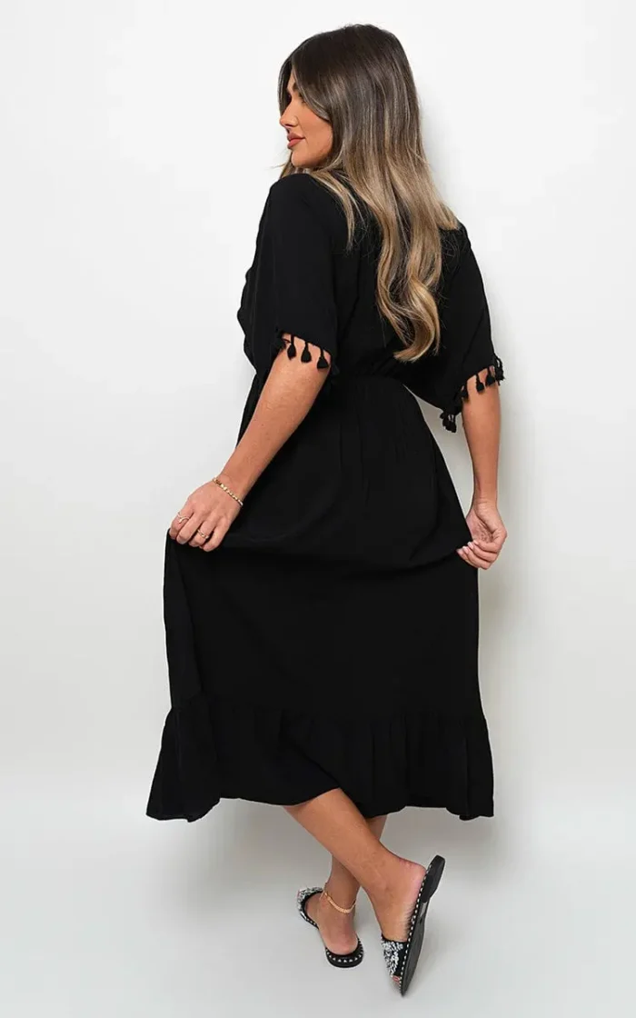 Elegant V-Neck Rope Tassel Detail Maxi Dress - Perfect for Any Occasion - Image 19