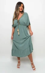 Elegant V-Neck Rope Tassel Detail Maxi Dress - Perfect for Any Occasion - Image 23