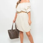Jessica Off Shoulder Belted Mini Dress - Elegant Design, Flattering Silhouette, Comfortable Fabric