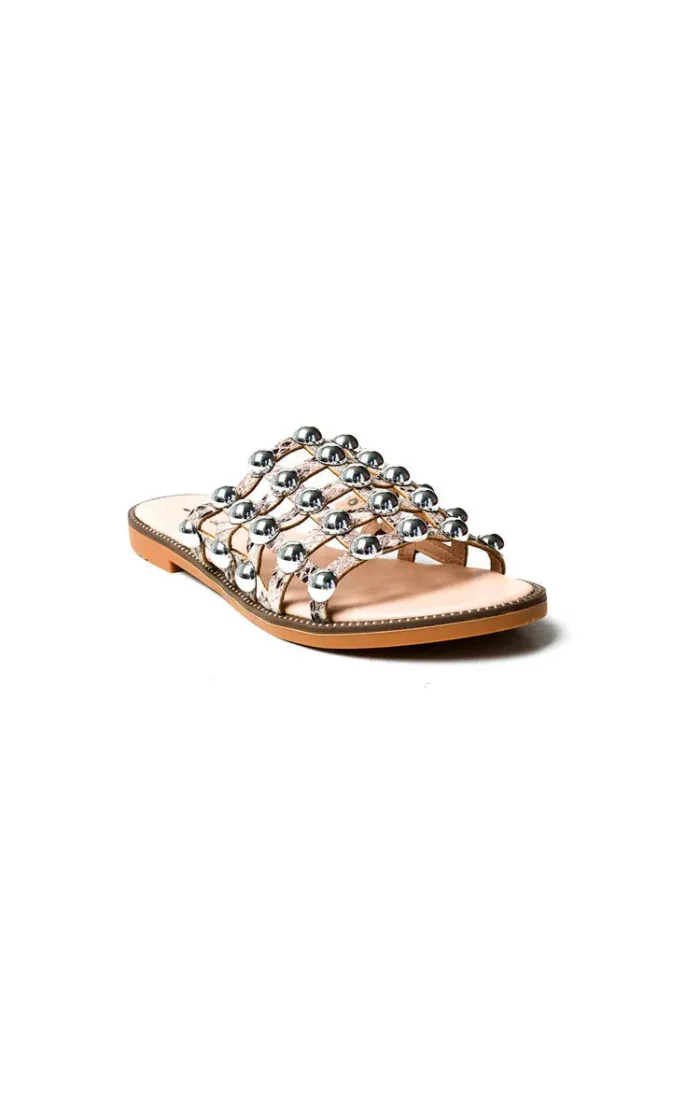 Studded Caged Open Toe Sliders - Chic & Comfortable Summer Sandals - Image 8