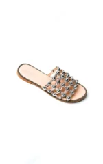 Studded Caged Open Toe Sliders - Chic & Comfortable Summer Sandals - Image 10