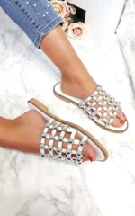 Studded Caged Open Toe Sliders - Chic & Comfortable Summer Sandals - Image 13