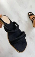 Stylish Strappy Faux Suede Sandals - Comfortable, Slip-On Holiday Sandals for Women - Image 2