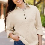 Arianna Waffle Half Button Top - Cozy, Stylish, and Perfect for Any Occasion