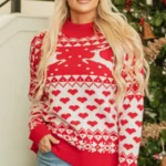 Merry Christmas Reindeer Sweater - Stylish & Cozy High Neck Holiday Pullover