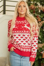 Merry Christmas Reindeer Sweater - Stylish & Cozy High Neck Holiday Pullover