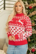 Merry Christmas Reindeer Sweater - Stylish & Cozy High Neck Holiday Pullover - Image 3
