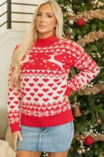 Merry Christmas Reindeer Sweater - Stylish & Cozy High Neck Holiday Pullover - Image 4