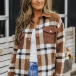 Phoebe Women's Pocketed Buttoned Plaid Shirt Jacket - Chic & Versatile Shacket for Layering