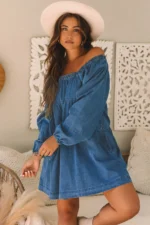 Adalyn Square Neck Denim Dress with Side Pockets - Loose Fit, Comfortable & Stylish Mini Dress - Image 4