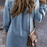 Journee Medium Washed Denim Shirt Dress - Chic, Casual & Sophisticated