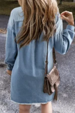 Journee Medium Washed Denim Shirt Dress - Chic, Casual & Sophisticated
