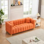 Orange Technology Fabric Sofa - 3 Seats, Waterproof & Stain-Proof, Anti-Cat Paw, 80 Inches Long