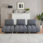 90" Teddy Sofa Fabric - Spacious & Comfortable Seats for Apartment, Office & Living Room - Gray