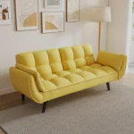 Stylish 57-Inch Yellow Sofa - Soft, Comfortable, Convertible, Ideal for Small Spaces & Apartments