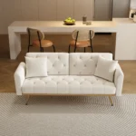 Elegant 68.3'' Beige Velvet Sofa Bed - Stylish, Multifunctional & Easy to Assemble