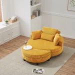 51-Inch Beige Corduroy Sofa with Adjustable Headrest & Tray - Perfect for Small Spaces