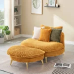 65" Yellow Corduroy Sofa with 3 Pillows - Spacious & Comfortable for Apartment, Office or Living Room
