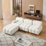 90.60-Inch Beige Technology Cloth Sofa - Waterproof, Stain & Cat Scratch Resistant