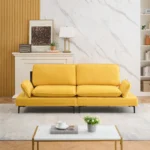 89 Inch Premium Yellow Sofa - Cotton & Linen Blend, Perfect for Apartments & Offices