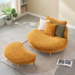 65" Yellow Corduroy Sofa with 3 Pillows - Spacious & Comfortable for Apartment, Office or Living Room - Image 4