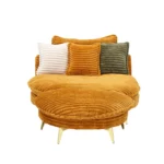 65" Yellow Corduroy Sofa with 3 Pillows - Spacious & Comfortable for Apartment, Office or Living Room - Image 6
