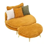 65" Yellow Corduroy Sofa with 3 Pillows - Spacious & Comfortable for Apartment, Office or Living Room - Image 7