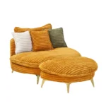 65" Yellow Corduroy Sofa with 3 Pillows - Spacious & Comfortable for Apartment, Office or Living Room - Image 8