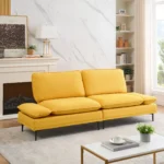 89 Inch Premium Yellow Sofa - Cotton & Linen Blend, Perfect for Apartments & Offices - Image 4