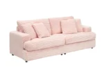 Spacious 79.3" Pink Corduroy Sofa - 3 Seater with 4 Matching Toss Pillows - Modern & Comfortable Couch for Living Room - Image 7