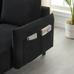 Luxurious 79.5-Inch Black Velvet Sofa with Matching Pillows - Comfort & Elegance for Any Space - Image 4