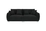 86.6 Inch Teddy Fleece Black Sofa with Four Throw Pillows - Perfect for Apartments & Bedrooms - Modern, Comfortable Seating - Image 4