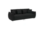86.6 Inch Teddy Fleece Black Sofa with Four Throw Pillows - Perfect for Apartments & Bedrooms - Modern, Comfortable Seating - Image 5