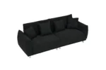 86.6 Inch Teddy Fleece Black Sofa with Four Throw Pillows - Perfect for Apartments & Bedrooms - Modern, Comfortable Seating - Image 6