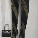 Esmeralda Rhinestone Mesh Knee High Boots - Dazzling & Comfortable