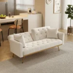 Elegant 68.3'' Beige Velvet Sofa Bed - Stylish, Multifunctional & Easy to Assemble - Image 5