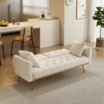 Elegant 68.3'' Beige Velvet Sofa Bed - Stylish, Multifunctional & Easy to Assemble - Image 6