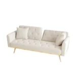 Elegant 68.3'' Beige Velvet Sofa Bed - Stylish, Multifunctional & Easy to Assemble - Image 8