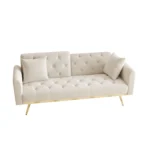 Elegant 68.3'' Beige Velvet Sofa Bed - Stylish, Multifunctional & Easy to Assemble - Image 10