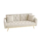 Elegant 68.3'' Beige Velvet Sofa Bed - Stylish, Multifunctional & Easy to Assemble - Image 11