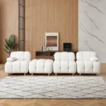 90.60-Inch Beige Technology Cloth Sofa - Waterproof, Stain & Cat Scratch Resistant - Image 2