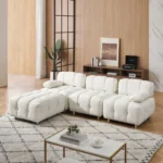 90.60-Inch Beige Technology Cloth Sofa - Waterproof, Stain & Cat Scratch Resistant - Image 3