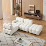 90.60-Inch Beige Technology Cloth Sofa - Waterproof, Stain & Cat Scratch Resistant - Image 4