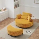 51-Inch Beige Corduroy Sofa with Adjustable Headrest & Tray - Perfect for Small Spaces - Image 2