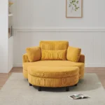 51-Inch Beige Corduroy Sofa with Adjustable Headrest & Tray - Perfect for Small Spaces - Image 3