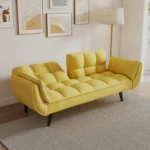 Stylish 57-Inch Yellow Sofa - Soft, Comfortable, Convertible, Ideal for Small Spaces & Apartments - Image 2