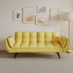 Stylish 57-Inch Yellow Sofa - Soft, Comfortable, Convertible, Ideal for Small Spaces & Apartments - Image 4