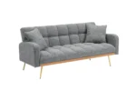 Stylish 69-Inch Grey Sofa Bed with Adjustable Design & Teddy Fleece Includes 2 Throw Pillows - Image 5