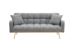 Stylish 69-Inch Grey Sofa Bed with Adjustable Design & Teddy Fleece Includes 2 Throw Pillows - Image 6